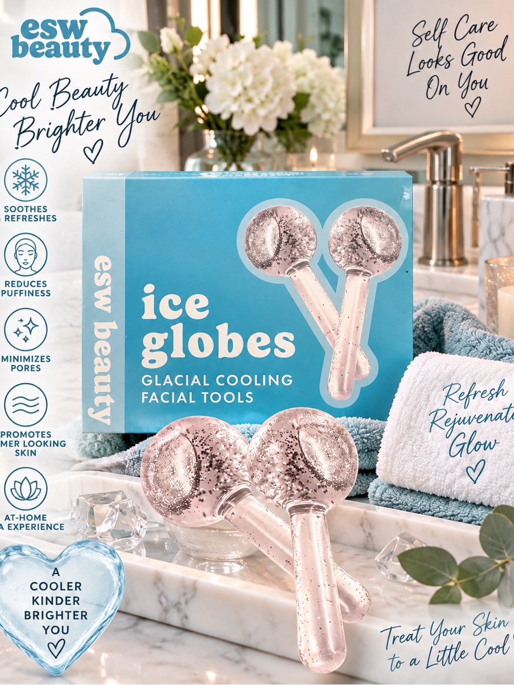 ESW Beauty Pink Ice Globes — Cooling Facial Massage Tools